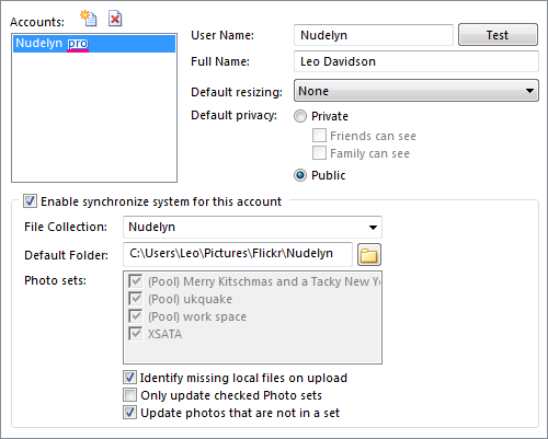 Directory Opus 9: Flickr Synchronize Preferences.